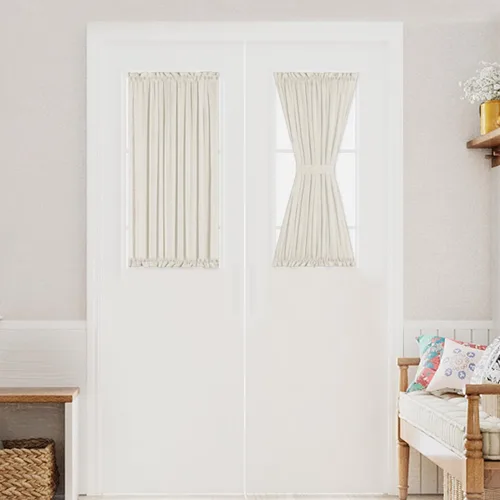 Miniatura 22 de Turquoize Elegantes cortinas de lino para puerta francesa, paneles de cortina de filtrado de luz, panel de lino con bolsillo para barra, panel