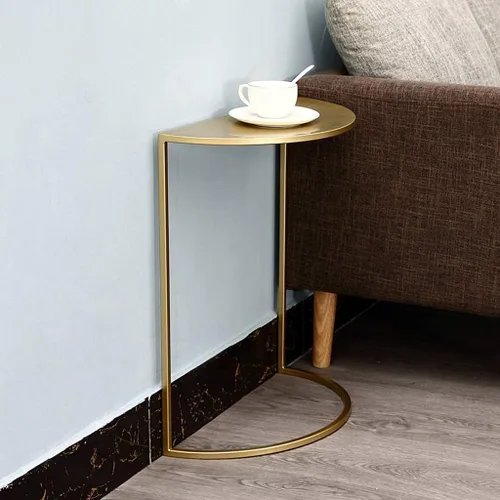 Miniatura 3 de Mesa auxiliar auxiliar de metal semicírculo nórdico en forma de C, mesa auxiliar para sofá, esquina de pared, mesa auxiliar pequeña, fácil