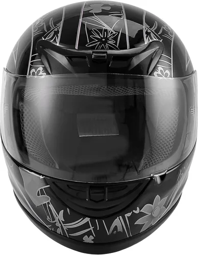 Miniatura 2 de TCT-MOTORPARTS - Casco de motocicleta para adultos, aprobado por DOT, color negro, visera de espejo de cara completa, casco de calle Negro