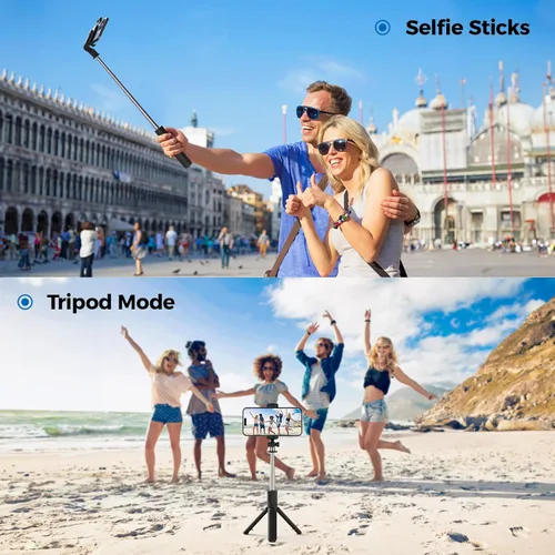 Miniatura 9 de Trípode para selfie, trípode retráctil para selfie stick con control remoto inalámbrico, para fotografía, transmisión en vivo, grabación de video