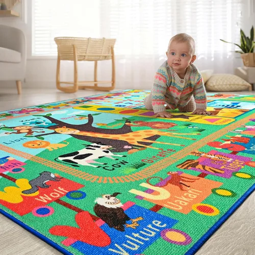 Miniatura 8 de Alfombra infantil para sala de juegos, alfombra educativa ABC de 3 x 5 pies para aula, alfombra divertida del alfabeto para aprender números