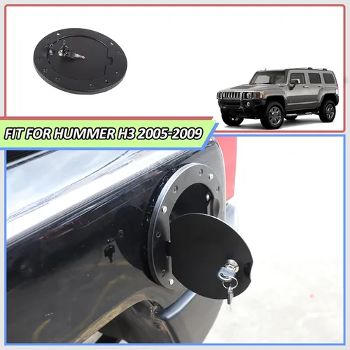 Miniatura 4 de Tapa de tanque de gasolina con bloqueo de puerta para Hummer H3 2005-2009, tapa de gasolina para puerta de llenado de combustible, cubierta de Negro