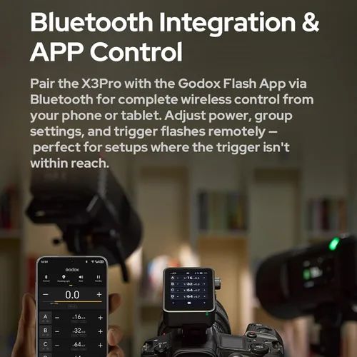 Miniatura 4 de GODOX Transmisor de disparador de flash inalámbrico X3C 2.4G TTL Autoflash con gran pantalla táctil OLED Múltiples modos de flash con puerto USB 32