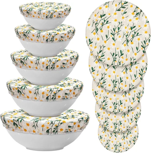 Miniatura 25 de Patelai 10 Pzs Cubiertas para Tazones Reutilizables en 5 Tamaños Tela Elástica de Tela Cubiertas Elásticas para Tazones de Almacenamiento de Varios