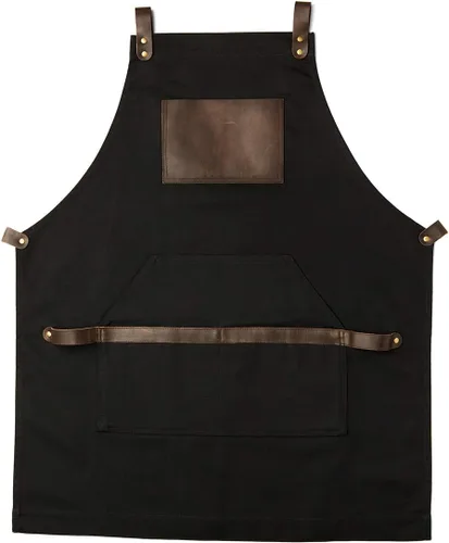 OleksynPrannyk Delantal de trabajo en lona no encerada con correas cruzadas ajustables
