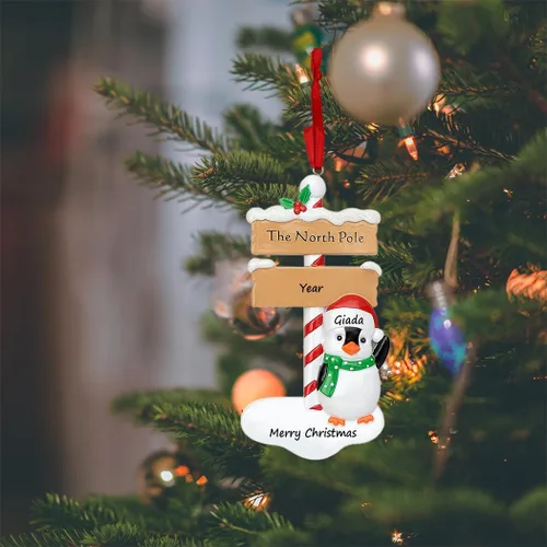 Miniatura 2 de MAXORA Adornos de Navidad personalizados 2025 – Adorno de pingüino del Polo Norte – Adornos de Navidad familiares únicos personalizados 2025