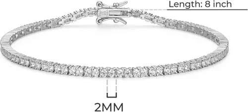 Miniatura 5 de Tienda Essentials Pulsera de tenis chapada en plata de ley con circonita cúbica de corte redondo (anteriormente colección Tienda)