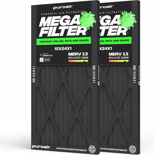 Miniatura 37 de PuroAir Filtro Mega - Filtro de aire de 12x12x1 MERV 13 para el hogar con carbón activado - Filtros alérgenos, caspa de mascotas, humo, polvo