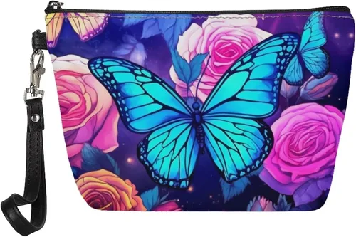 Miniatura 16 de Upetstory Bolsa de maquillaje de animales, bolso pequeño de cuero para cosméticos de viaje para niñas y mujeres, bolso de mano para lápiz labial