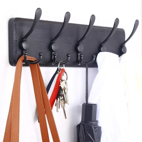 Miniatura 2 de WEBI Perchero de pared, ganchos para abrigos de pared rústicos, 16" de orificio a orificio, gancho grande para colgar en la pared, perchero