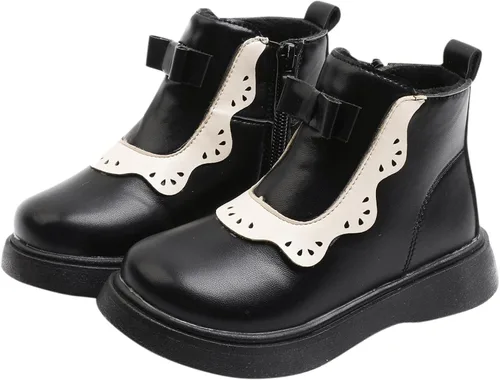 Miniatura 2 de Newborn Booties Kids Leather Shoes Baby Girls Oxford Boots Toddler Mary Jane Shoes Winter Warm Footwear Non-Slip Prewalker