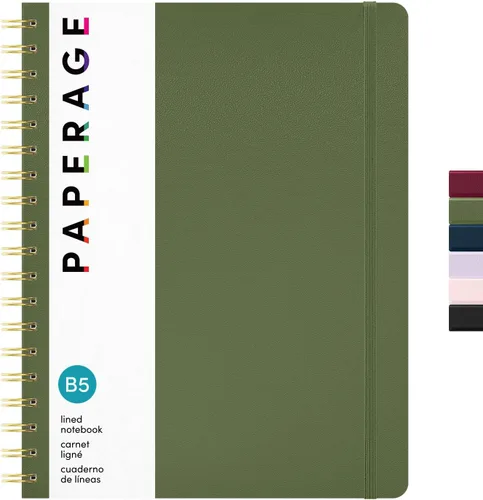 Miniatura 34 de PAPERAGE Cuaderno de espiral rayado, (azul marino, verde oliva, kraft), paquete de 3, 160 páginas, tamaño mediano de 5.5 x 8 pulgadas, papel grueso