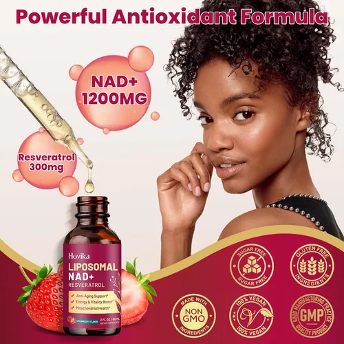 Miniatura 8 de Paquete de 2 Suplemento Liposomal NAD - 1200mg Gotas Líquidas NAD+ para Mujeres y Hombres con Resveratrol, Extracto de Pimienta Negra - Apoya
