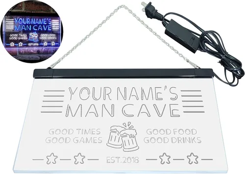Miniatura 9 de ADVPRO Nombre personalizado Hombre Cueva Home Bar Est. Year Letrero de neón LED de doble color, blanco y azul, 16 x 12 pulgadas st6s43-x0012a-tm-wb