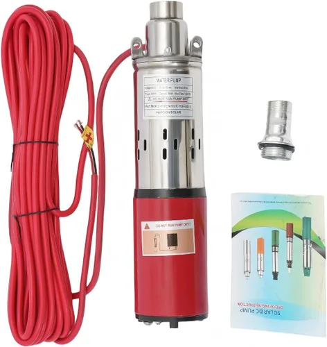 Bomba sumergible de pozo profundo, bomba de agua de acero inoxidable de 12 V 180 W CC, flujo de 6.6 GPM, elevación de 82 pies, para riego de ranchos