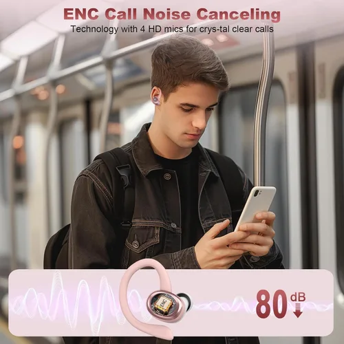 Miniatura 4 de Auriculares inalámbricos deportivos, Bluetooth 5.4 con gancho para la oreja, auriculares estéreo de alta fidelidad 2025, auriculares 50H con 4