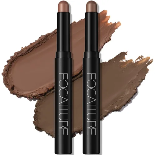 Miniatura 14 de FOCALLURE 2 unidades de sombra de ojos en barra crema, lápiz de sombra de ojos iluminador, juegos de sombra de ojos con fórmula a prueba de arrugas