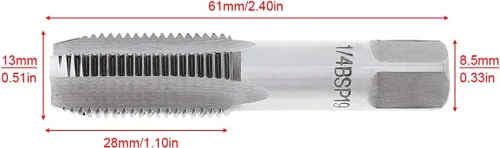 Miniatura 5 de Grifo de tubería BSP de 1/4", roscas formadoras de roscas, grifos de tubería G1/4 roscados para limpiar y volver a roscar roscas de tubería