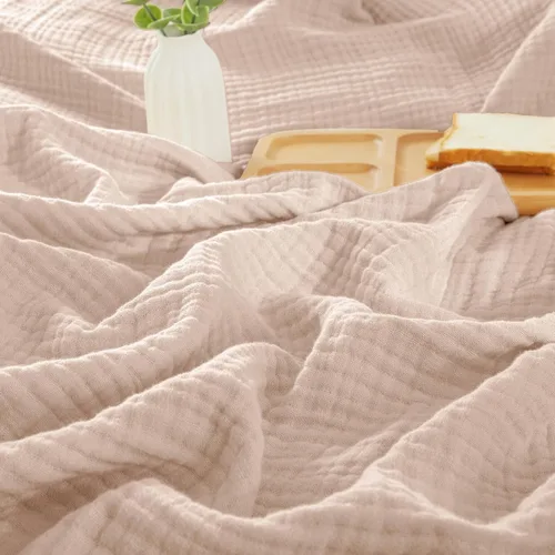 Miniatura 33 de PHF Manta de Muselina de Algodón 100%, Tamaño Queen 90"x90", Manta de Gasa Ligera de 4 Capas, Manta Minimalista Transpirable Suave como Nube para 02
