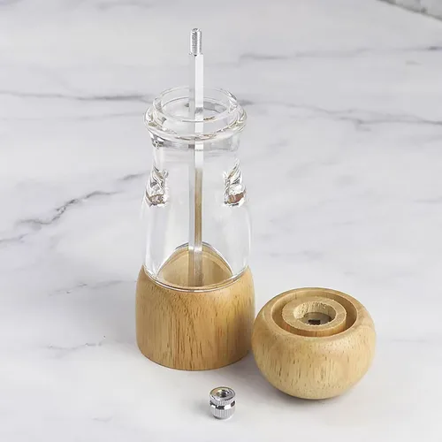 Miniatura 2 de Molinillo de pimienta de madera, molinillo de sal y pimienta, molinillo de pimienta manual, mango de aleación de zinc, grosor ajustable, estilo 6.0
