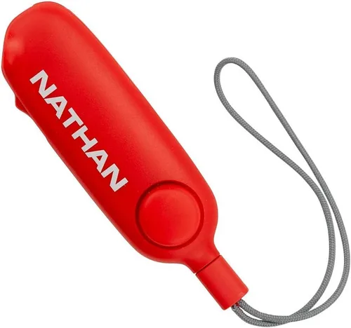 Nathan Cable de alarma personal. Sirena SafeRun en caso de emergencia 120 dB con/sin luz estroboscópica. Clip de seguridad para correr, despertar,