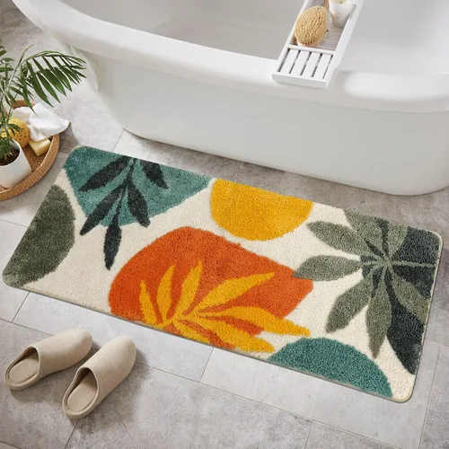 Miniatura 13 de Uphome Tapetes de baño para baño, 18 x 26, diseño floral, moderno, antideslizante, suave, lavable a máquina, absorbente, de secado rápido, tapete