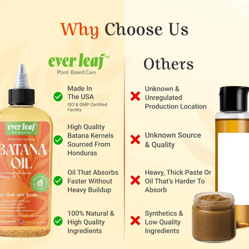 Miniatura 4 de EVERLEAF Mezcla de aceite de batana para el crecimiento del cabello con ricino y alholva Aumenta el crecimiento, fortalece el cabello fino
