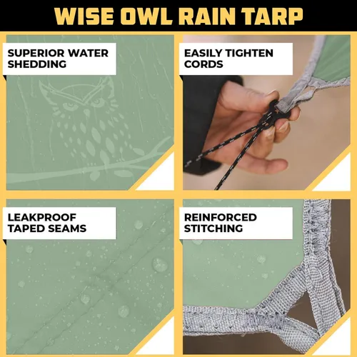 Miniatura 3 de Wise Owl Outfitters Toldo para Hamaca – Funda de lona impermeable para acampar con estacas de tienda de campaña y bolsa de transporte, refugio Salvia