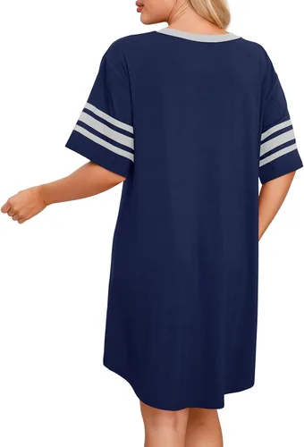Miniatura 6 de PrinStory Camisón de manga corta para mujer, pijama suave y cómoda para dormir