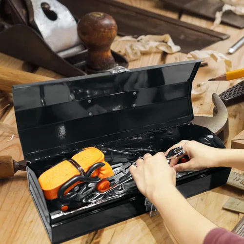 Miniatura 6 de Torin ATB102B - Caja de herramientas portátil de acero de 16.0 in con cierre de metal, color negro