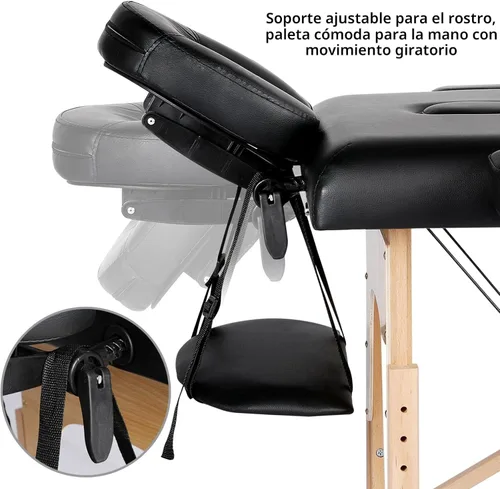 Miniatura 4 de Yaheetech - Mesa de masaje portátil, camas para pestañas, cama de spa, sofá de masaje plegable, mesas de spa ajustables, plegables en 2 con bolsa