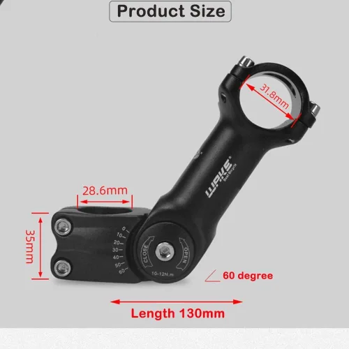 Miniatura 2 de CYSKY Vástago de bicicleta ajustable 31.8 25.4 3.543 in/4.331 in/5.118 in 0-60 grados ajustable MTB vástago de bicicleta elevador para bicicleta