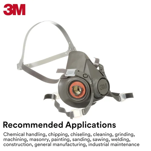 Miniatura 5 de 3M Respirador reutilizable de media cara 6300, NIOSH, arnés de cuatro puntos, ajuste cómodo, compatible con aire suministrado de doble línea