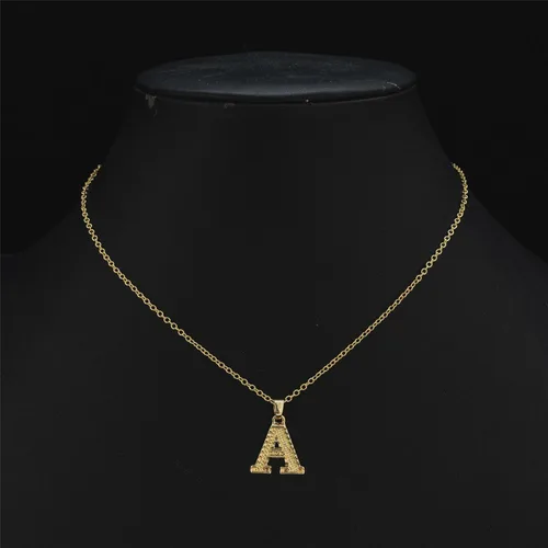 Miniatura 7 de SAELACY Collar con inicial para mujeres, hombres y niños, chapado en oro de 14 quilates, 26 letras con nombre, cadena de collar con extensión de 2