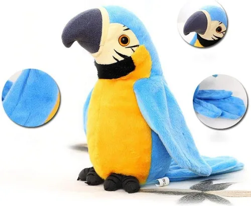 Miniatura 3 de Loro parlante de guacamayo repite lo que dices, juguete de peluche de disco electrónico, animado pájaro agitado, alas que hablan, loro