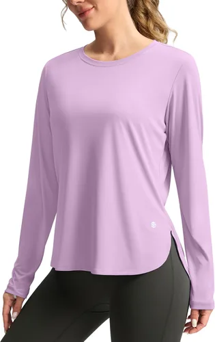 Miniatura 37 de Camisetas de sol para mujer, con protección ultravioleta FPU 50+, manga larga, ligera, de secado rápido, para entrenamiento, senderismo, para mujer