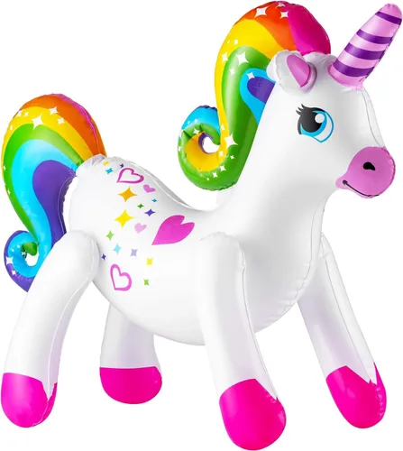 Miniatura 4 de The Dreidel Company Inflar unicornio arcoíris de 24 pulgadas (paquete de 2)