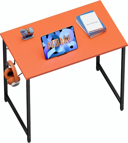 Miniatura 27 de Pamray Escritorio de computadora de 23 pulgadas para espacios pequeños, escritorio de trabajo de oficina en casa con gancho para auriculares