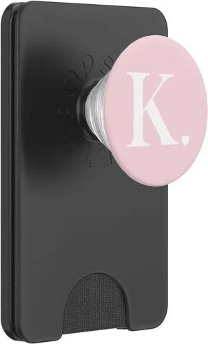 Miniatura 7 de PopSockets - Agarre y soporte para teléfonos y tabletas, diseño de letra K, color rosa claro y blanco