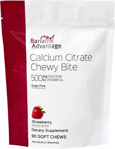 Miniatura 11 de Bariatric Advantage Picaduras masticables de citrato de calcio 500 mg - Altamente absorbible y digerible - Vitamina D3 - Suplemento de calcio