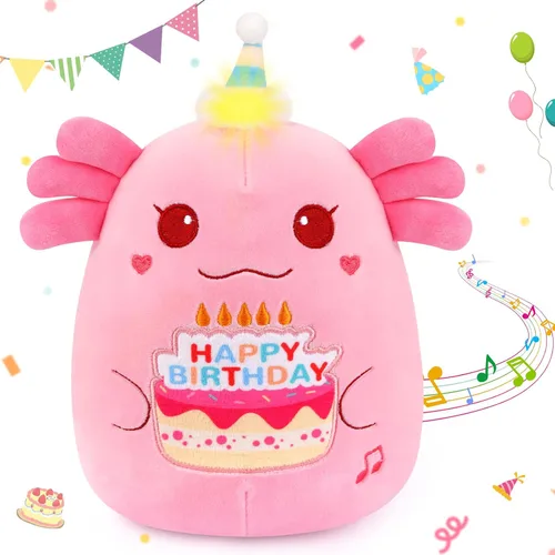 Miniatura 10 de Peluche de oso de peluche de cumpleaños de 8 pulgadas, juguetes de peluche de oso de peluche de cumpleaños suave, decoración de fiesta para niños