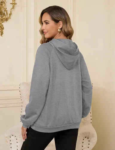 Miniatura 3 de Bhome Sudadera de lactancia con capucha para lactancia materna con cremalleras ocultas, bolsillo de canguro