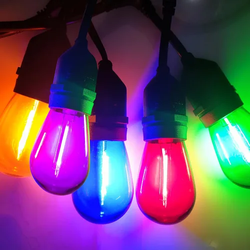 Miniatura 5 de Meconard Paquete de 15 bombillas LED S14 de colores para tira de luces, 1 vatio, de plástico inastillable e impermeable, bombillas de repuesto