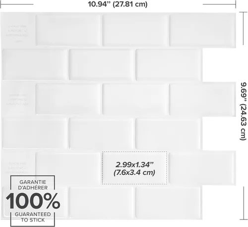 Miniatura 3 de SMART TILES Protector contra salpicaduras para despegar y pegar, 10 hojas de 10.95 x 9.70 pulgadas, adhesivo 3D para cocina, baño, azulejos de Metro