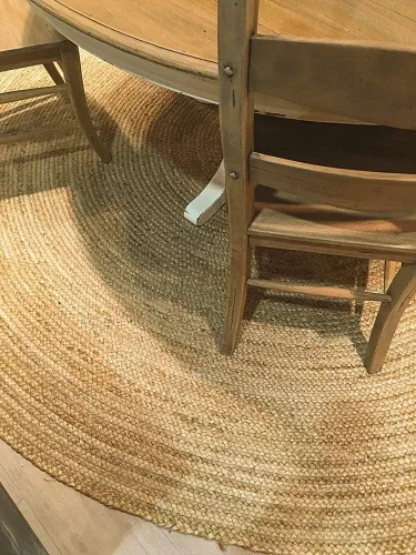 Miniatura 5 de Alfombra redonda 100% yute de 5 pies, fibras naturales, diseño trenzado, alfombra tejida a mano, decoración del hogar para sala de estar, pasillos
