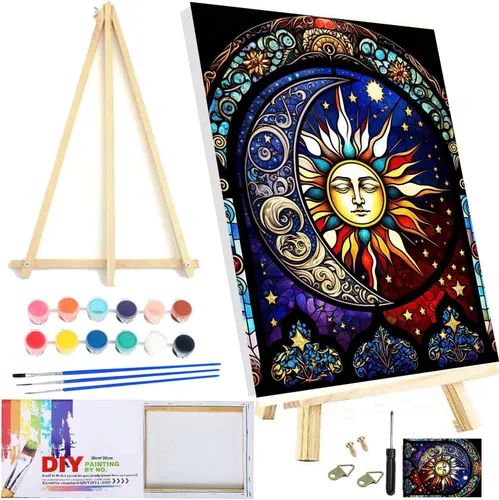 Miniatura 31 de Meothan Kits de pintura por números, pintura por números para adultos principiantes, kits de pintura de castillo de acuarela por números en lienzo 1