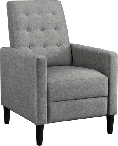 Miniatura 11 de Yaheetech - Sofá reclinable de cuero sintético, silla reclinable individual moderna de mediados de siglo, respaldo y reposapiés ajustables, sofá