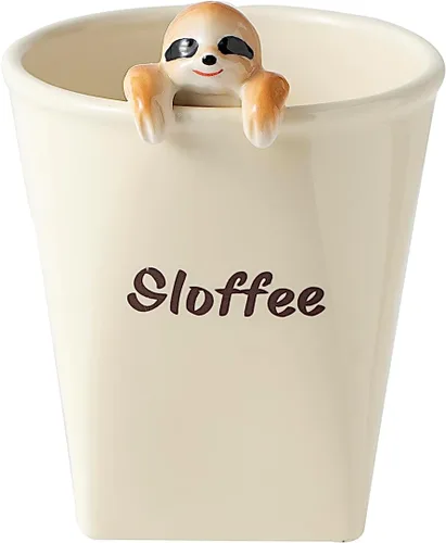 DIHOclub Taza de cerámica divertida con perezoso 3D para mujeres y hombres, taza de café con diseño de perezoso para regalar a los mejores amigos y