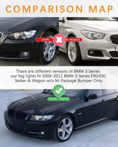 Miniatura 2 de Luces antiniebla para BMW Serie 3 Sedán/Wagon E90/E91 2009-2011 (sin paquete M) con lente transparente, 2