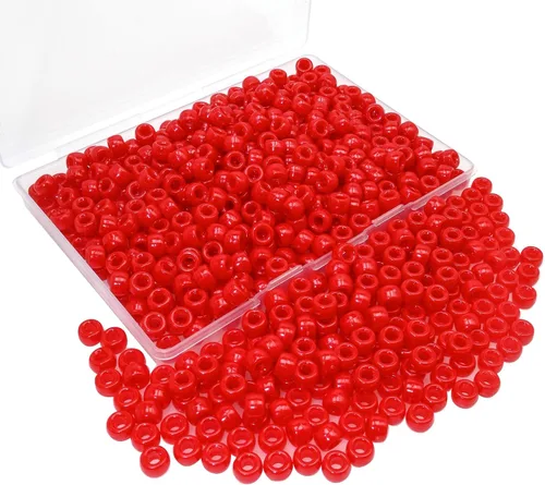 Miniatura 32 de Amaney - 500 cuentas de plástico para poni de 0.236 x 0.354 in, mezcla de colores mezclados con purpurina transparente